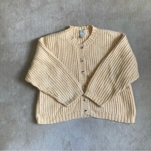VTG LL Bean Cardigan Knit Chunky Yellow